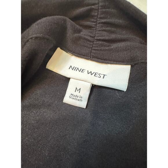 Nine West Black Solid Knit Cardigan Soft Everyday Wear Size Medium - Picture 3 of 5